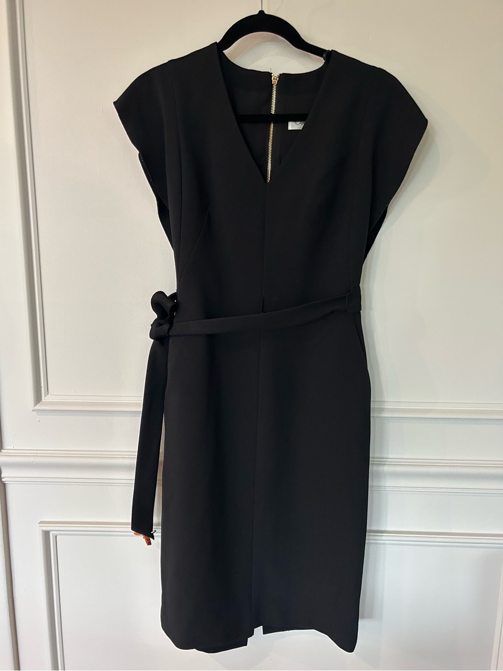 Eliza J Fitted V Neck Black Dress